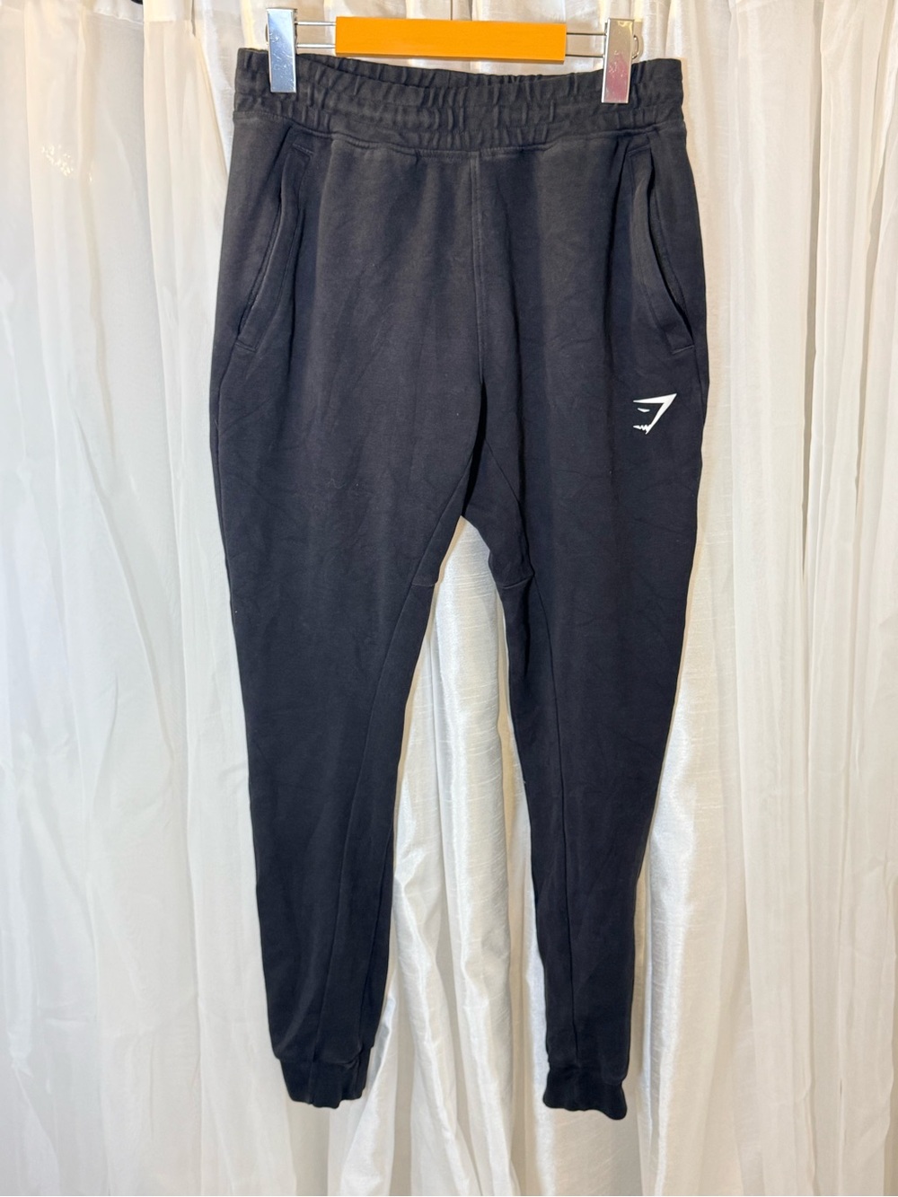 Gymshark Men's Black Tapered Joggers with Logo